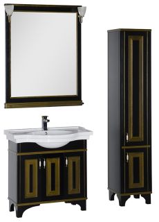 Зеркало Aquanet Валенса 180043 90 см чёрный краколет/золото